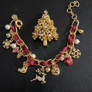 Eisenberg Christmas Tree Brooch and Talbots bracelet